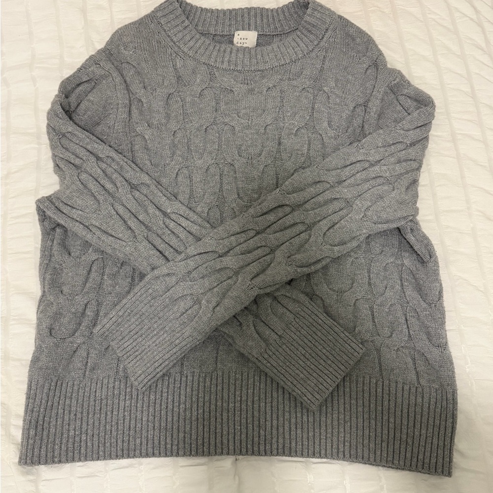 a new day Heather Gray Cable Knit Sweater